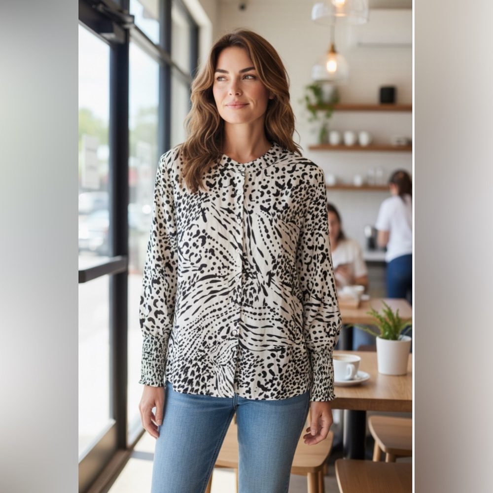 Anthropologie Grade & Gather Animal Print Blouse